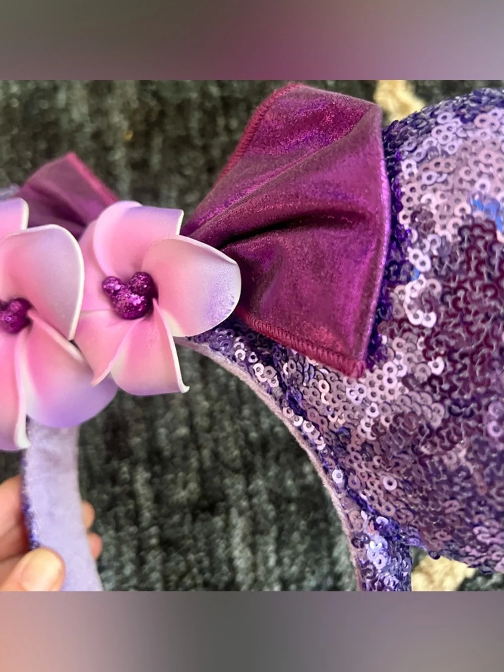 Disney Purple Plumeria Aulani Hawaii Resort Minnie Ears Disney Parks Headband - Picture 5 of 5